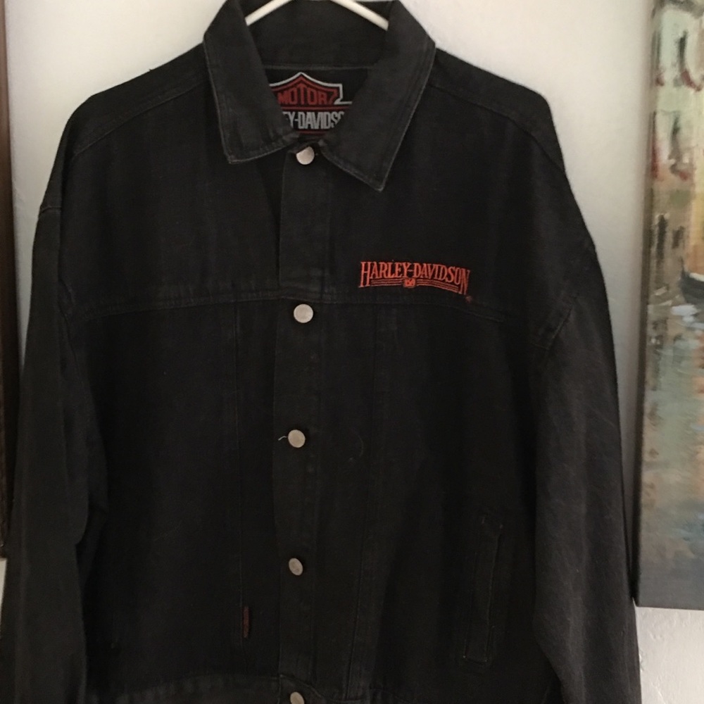 New Harley Davidson embroidered eagle Jean jacket